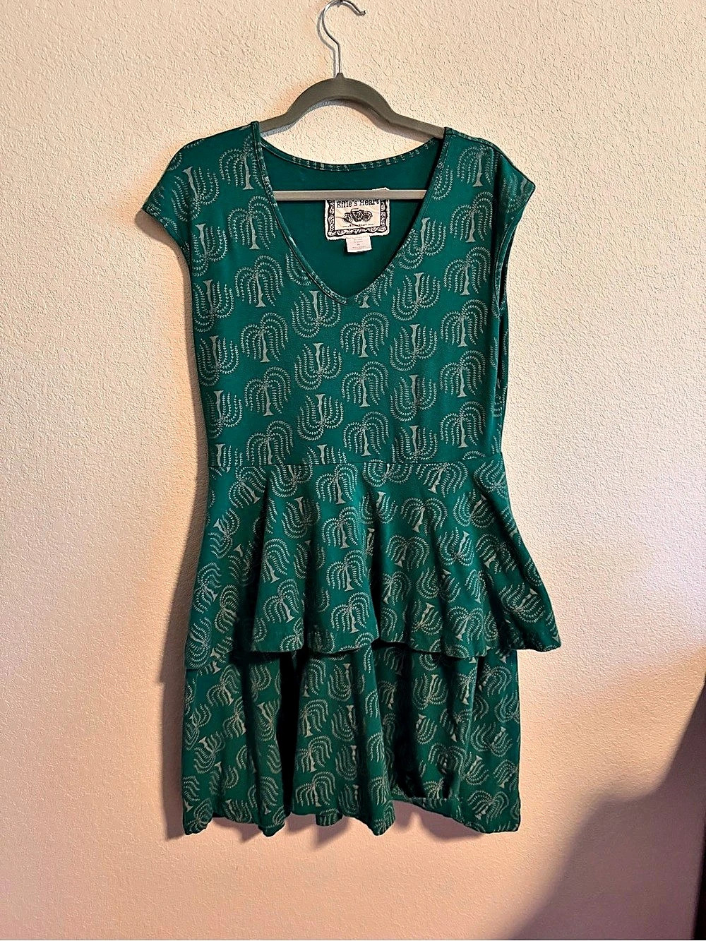 Effie's Heart Tree Print Midi Dress in Green & Gray Size XL